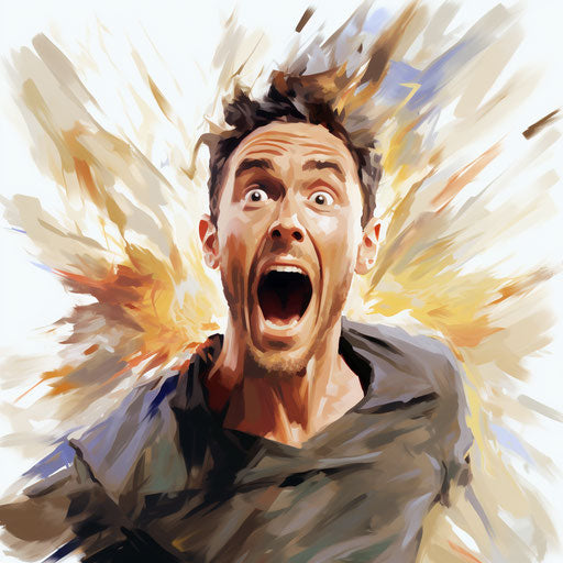 Excited clipart in the style of oil painting on white background