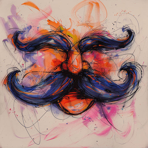 Expressionist tattoo sketch of a mustache