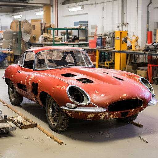 Restoration Jaguar E-Type car