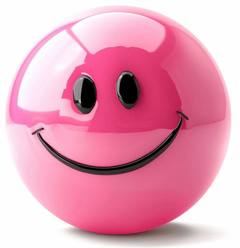Pink smiley face clipart, white background, high resolution, no shadow style