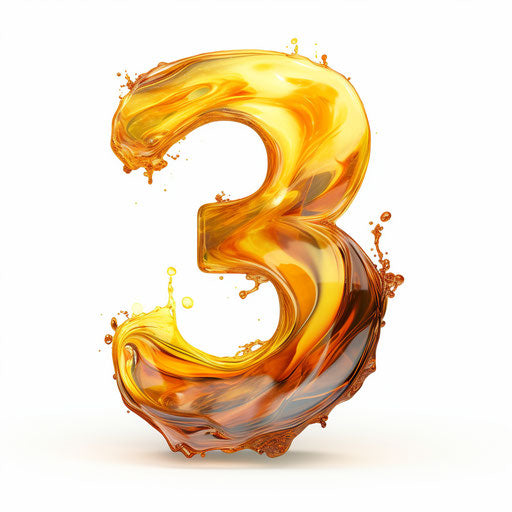 Number 3 clipart in the style of Oil painting, on white