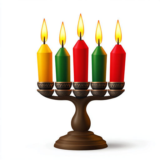 3D Kwanzaa Kinara on white background, isolated clipart