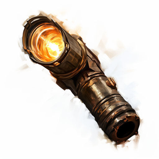 Flashlight clipart in the style of Oil painting, on a white background
