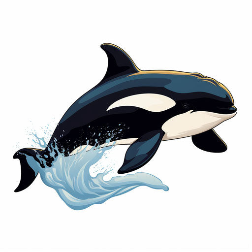 Orca clipart in the style of Chiaroscuro Art, on white background