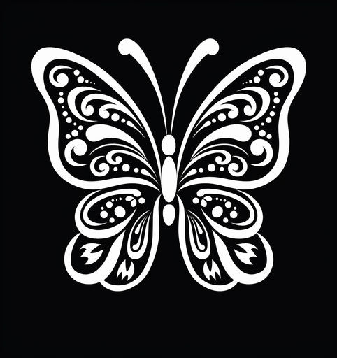 Adorable butterfly logo in abstract black and white