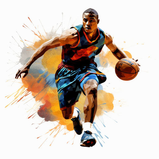 Basketball player in Oil painting style on white background