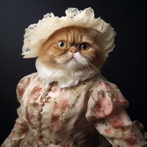 Exotic shorthair cat dressed as a woman