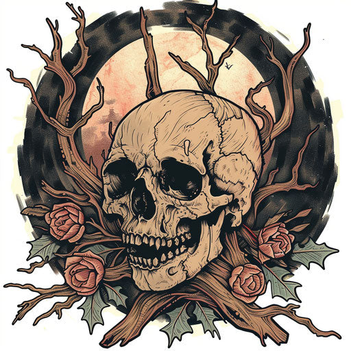 Rustic clipart style flat tattoo sketch for dark arts tattoo