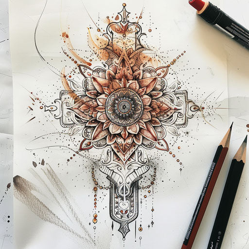 Mandala cross on earthy background