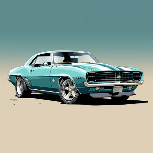 Seafoam blue Chevrolet Camaro classic car