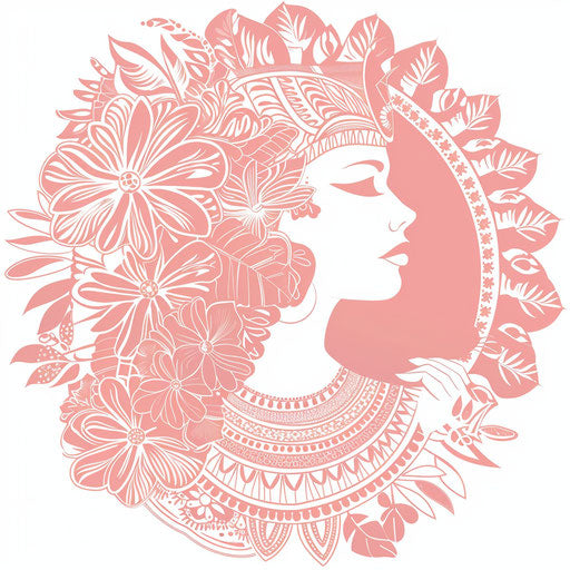 Floral pattern for Cleopatra tattoo in soft pastel tones on white background