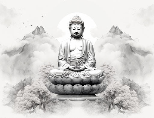 Buddha Tattoo Art | Japanese-style Ambient Occlusion Illustration