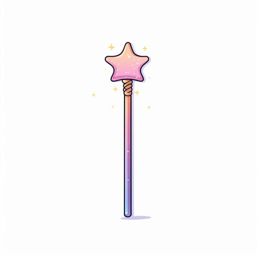 Magic wand drawing in the Minimalist style, on white background