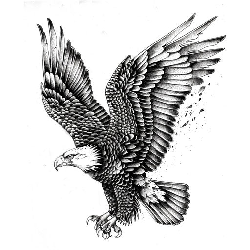 Blackwork eagle tattoo design on white background