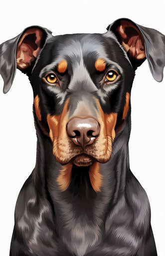 Doberman dog head with dog face, realistic attention to detail