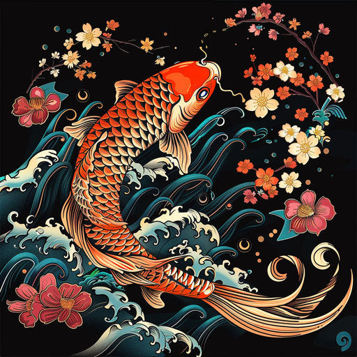 Japanese koi fish swimming upstream
