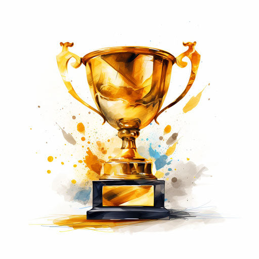 Trophy in Oil Painting Style, on White Background