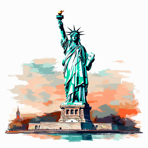 Statue of Liberty clipart in the style of Oil painting, on a white background
