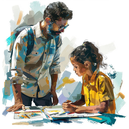 Realistic teacher and student clipart on flat white background