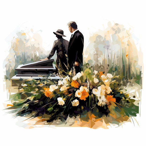 Funeral clipart in the style of Impressionistic Art