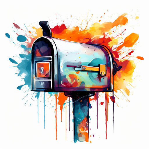 Mail clipart in the style of oil painting, on white background