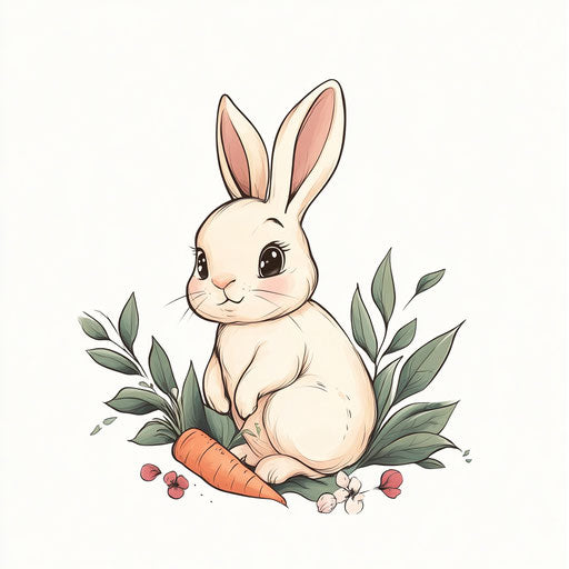 Beautiful flat tattoo sketch of cute tattoos for women with bunny and carrot