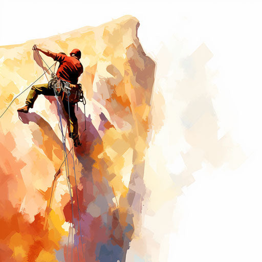 Climbing in Impressionistic Art on white background