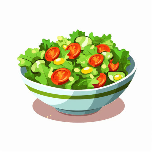 Minimalist-style salad clipart, on white background