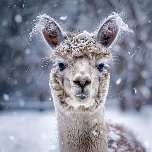 An alpaca's first encounter with snow