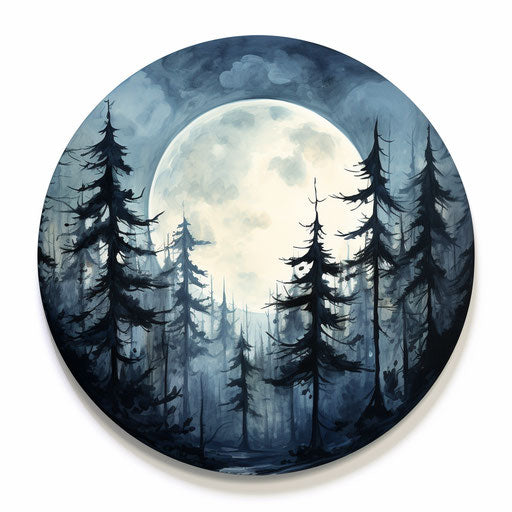 Full moon in Oil painting style, on white background