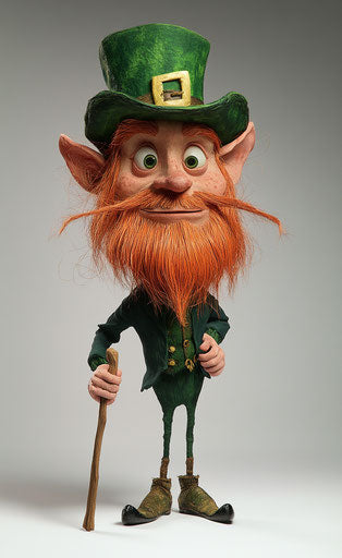 Irish leprechaun caricature with green hat on white background