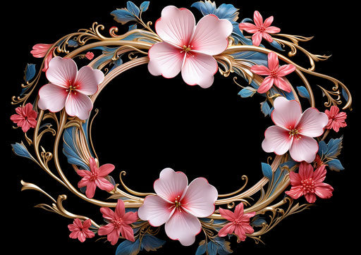 Circular flower with cherry blossom style inspired by rococo
