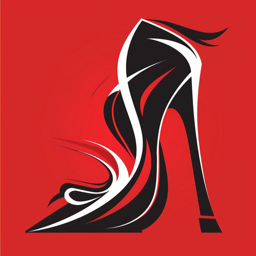Fashion logo with stylized high heel on red background