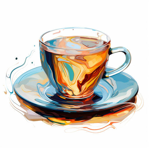 Cup drawing in the style of oil painting, on white background