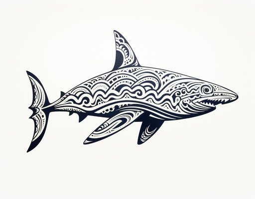 Shark with ornamental pattern in tribal abstraction