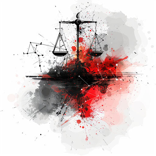 Dynamic illustration of the Libra constellation in flat tattoo style