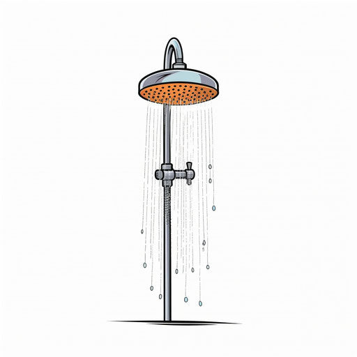 Minimalist shower illustration on white background