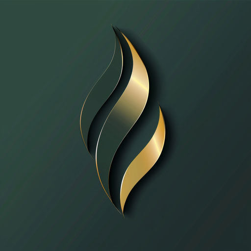 Boutique logo in green and gold on clean background