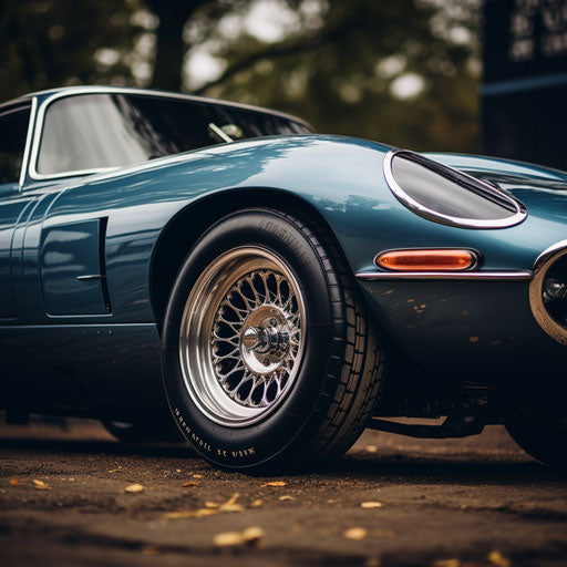 Jaguar e type car Bigfoot tires