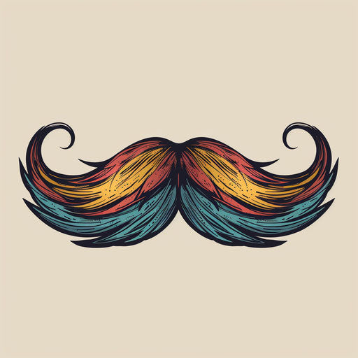 Stylish sketch of a mustache tattoo in a flat clipart style with trendy design
