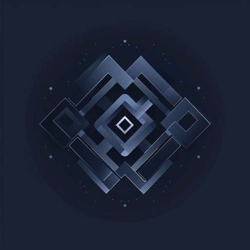 Tech-inspired smart logo with geometric shapes on dark blue background