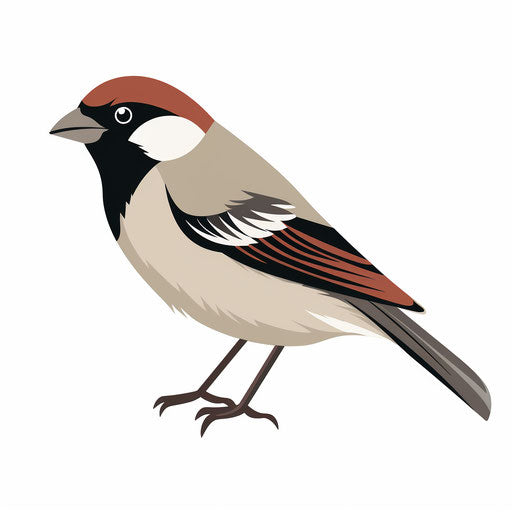 Sparrow drawing in Minimalist style, on white background