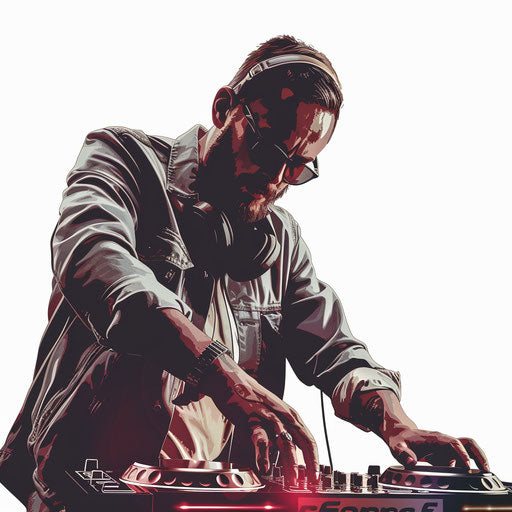 DJ clipart in photo realistic style with flat white background