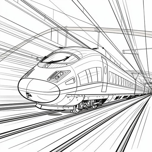 Modern high-speed train speeding on tracks