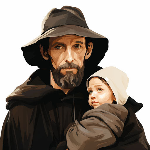 Father clipart in the style of Chiaroscuro Art, on white background