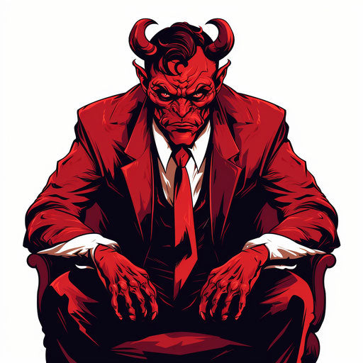 Little devil in the style of Chiaroscuro Art, on white background