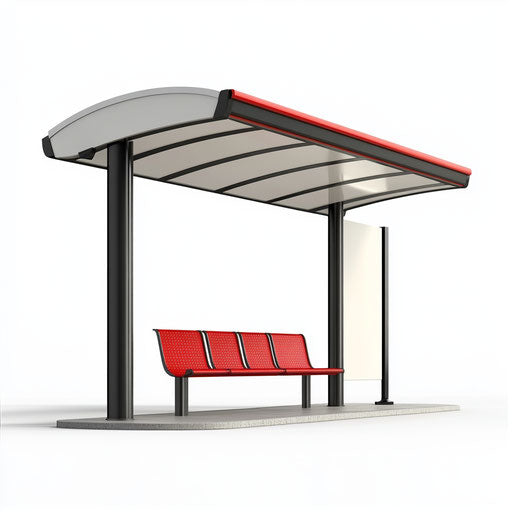 3D Bus Stop Sign on Flat White Background