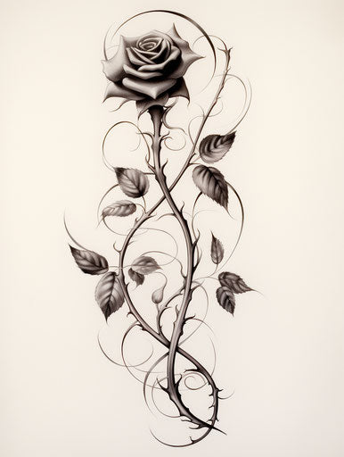 Rose tattoo design, vine style, airbrush art