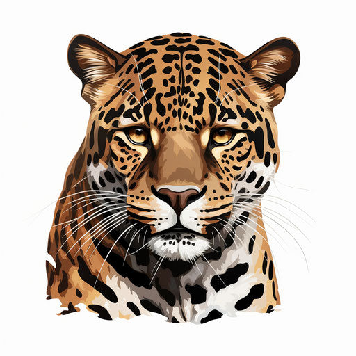Jaguar clipart in the style of Chiaroscuro Art, on a white background