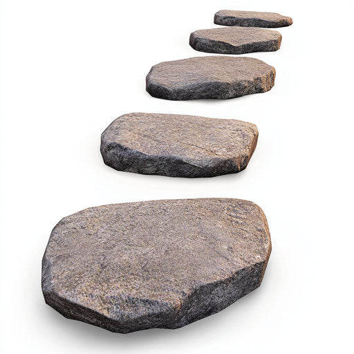 3D Garden Path Stones on flat white background